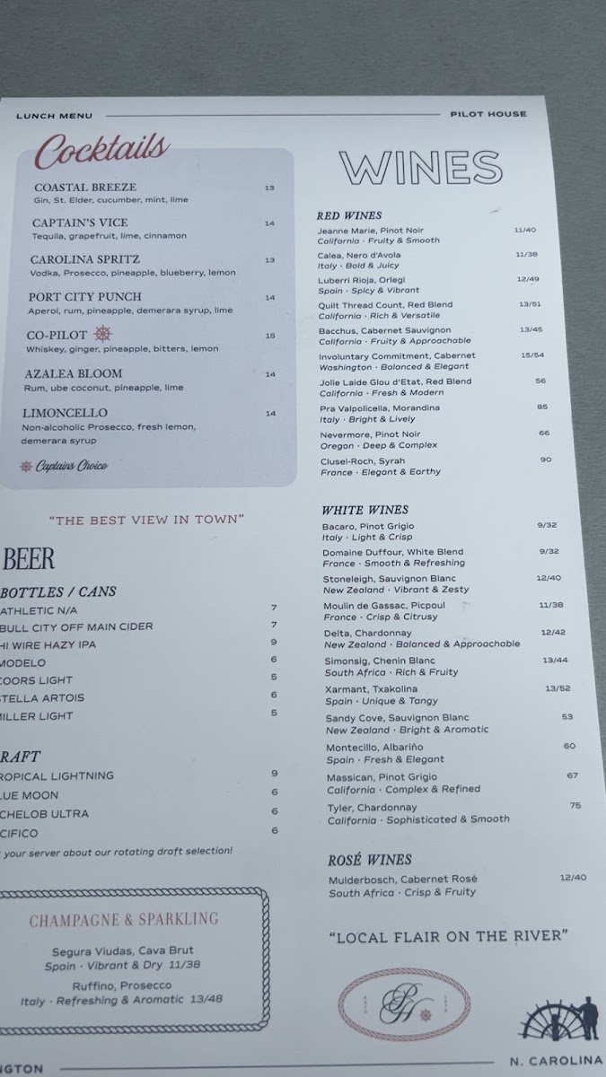 Menu - The Pilot House photo 6